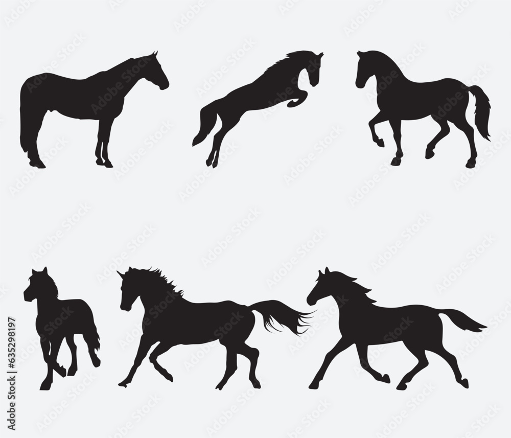 Horse collection - vector silhouette