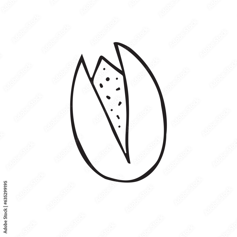 Vector hand drawn doodle sketch pistachio nut isolated on white background