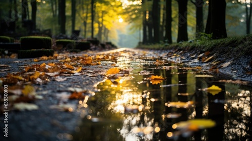 autumn in the road way forest