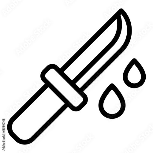 Murder crime Knife with blood outline icon
