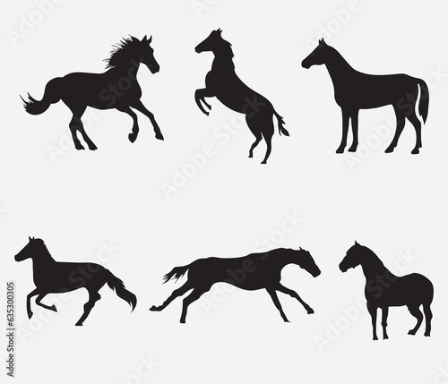 Horse collection - vector silhouette