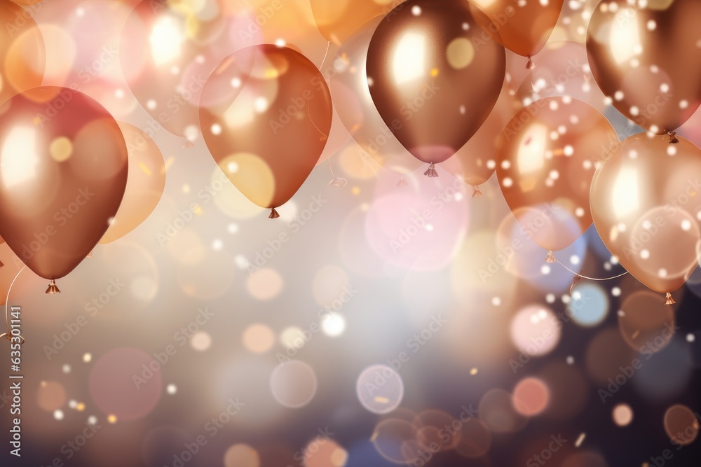 Colorful balloons with bokeh background, birthday celebration background