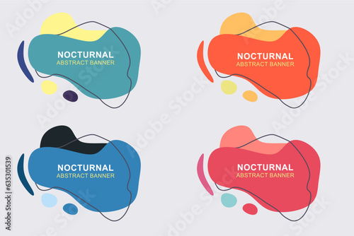 Modern abstract vector banner set. Flat geometric shapes of different colors and different style. Template for web or print design.