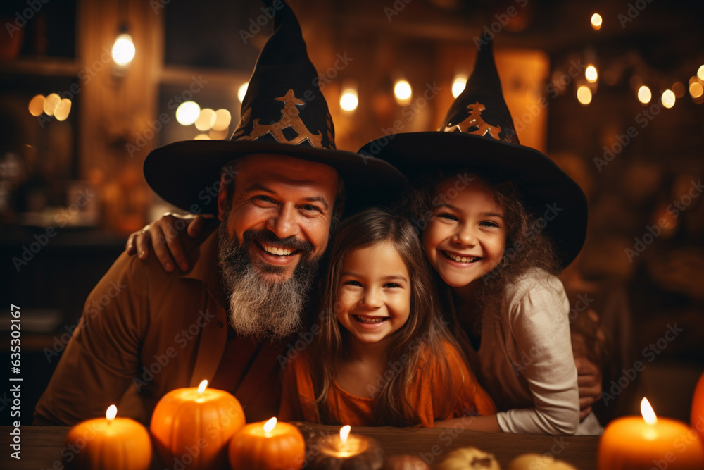 Happy Halloween day, family have fun in celebrate Halloween party. Happy Halloween day, family have fun in celebrate Halloween party.