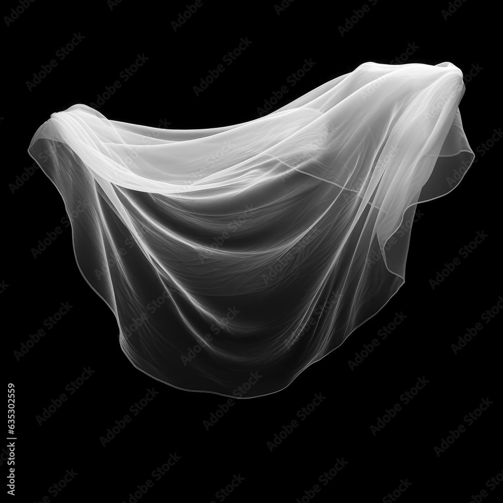 Fototapeta premium white transparent veil on black background