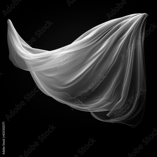 white transparent veil on black background