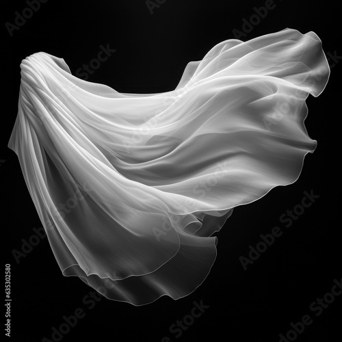 white transparent veil on black background