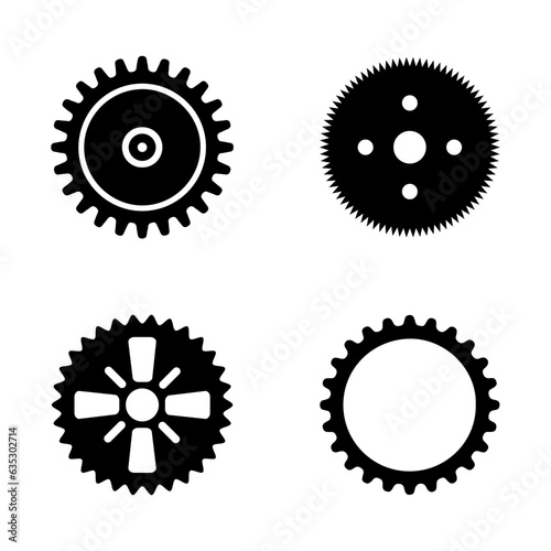 Gear Wheel Machine Set. Vector Symbol for Background