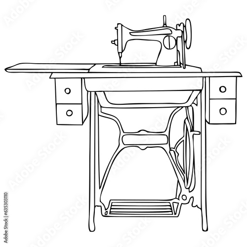 sewing machine sketch vector illustration