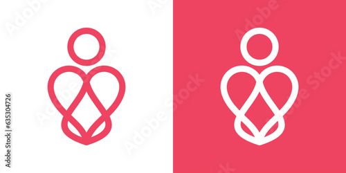logo design elements of people combined with hearts, inspirational vector icon