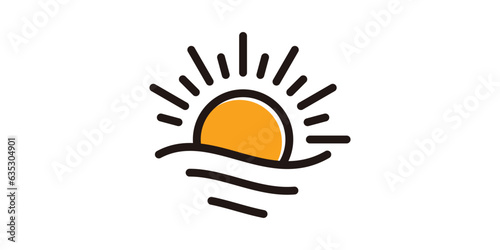 wave element logo design combined with the sun