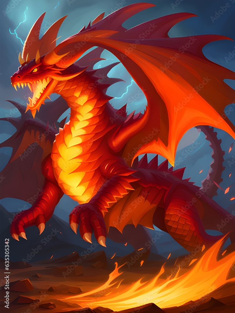 cartoon fire dragon with flame, fire illustration cartoon fire dragon with flame, fire illustration