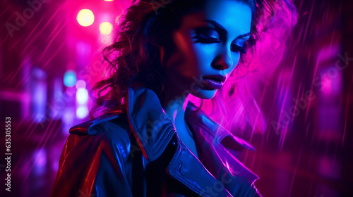 Enigmatic Elegance: Neon Noir Femme Fatale © icehawk33