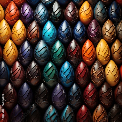 abstract background with decorative carved colorful eggs. 