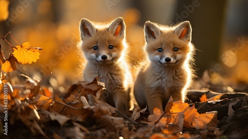 red fox in the autumn forest