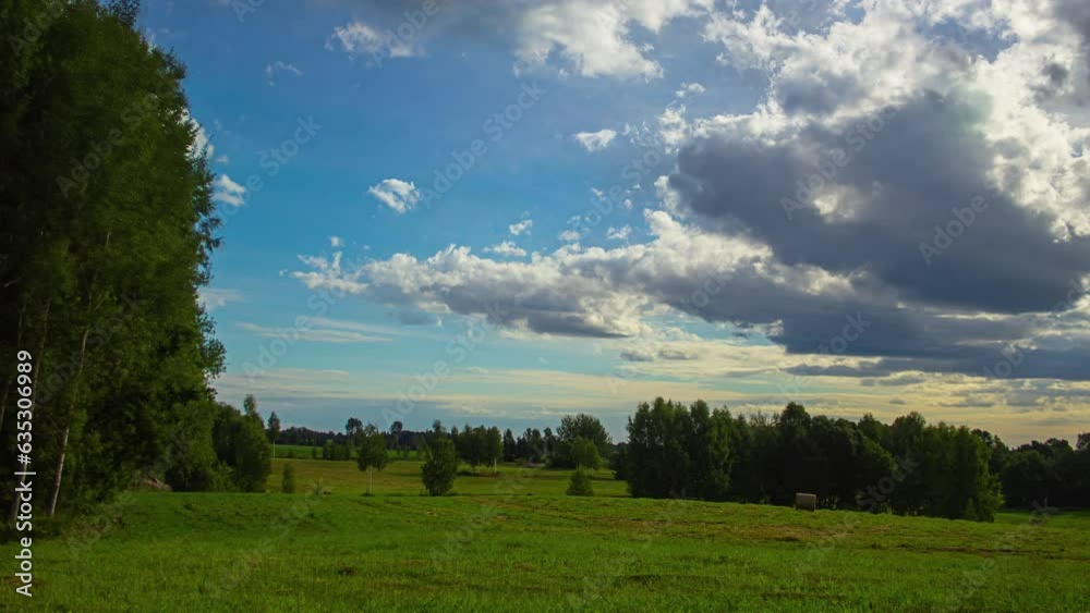 Timelapse of Clouds Drifting Over a Serene Green Landscape, the sun disappearing offscreen. Timelapse of Clouds Drifting Over a Serene Green Landscape, the sun disappearing offscreen.