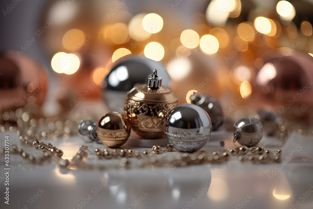 Christmas candle on light blurred background. Generative AI Christmas candle on light blurred background. Generative AI