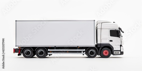 Freight truck on white background isolated. Mighty Journey of Symbol of Global Transportation