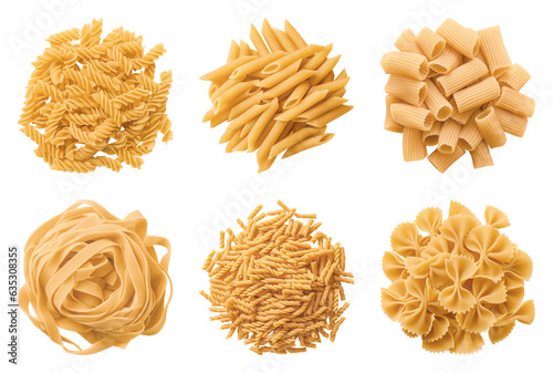 Pasta and noodles isolated on transparent background. Generative AI