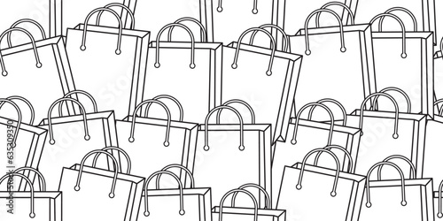 black white Shopping Bag Seamless Pattern
