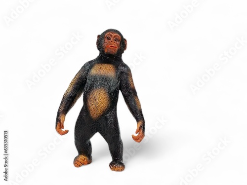 Photography Standing Chimpanzee miniature animal isolated on white