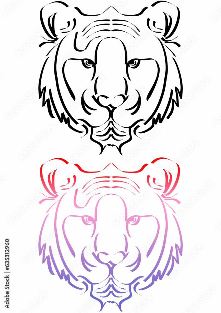 Fototapeta premium The image of a tiger created from lines creates an image.