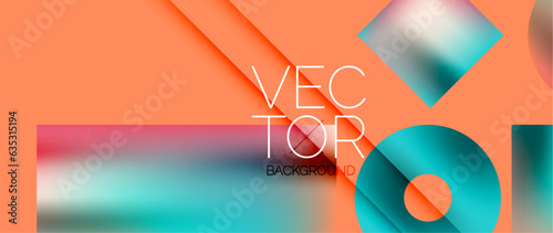 Squares and circles design. Fluid color gradients with metallic effects. Serene synergy of shapes, merging squares and circles into harmonious, captivating design