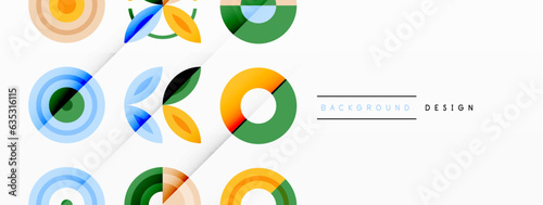 Colorful circles in a grid composition abstract background. Design for wallpaper, banner, background, landing page, wall art, invitation, prints, posters