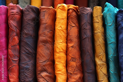 Colorful African fabrics. Adire.