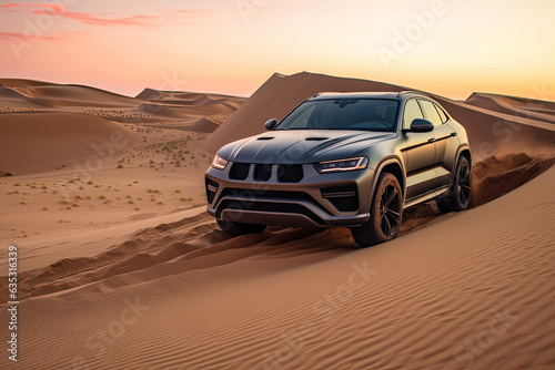 luxury car on sand dunes
