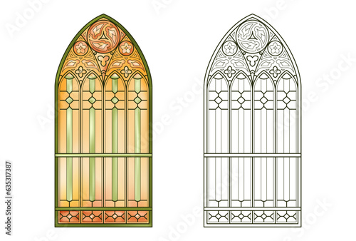 Worksheet with Stained Church glass in grade colors.