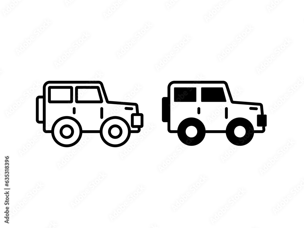 truck icon, car vector, SUV illustration, stroke fill vehicle, travel jeep