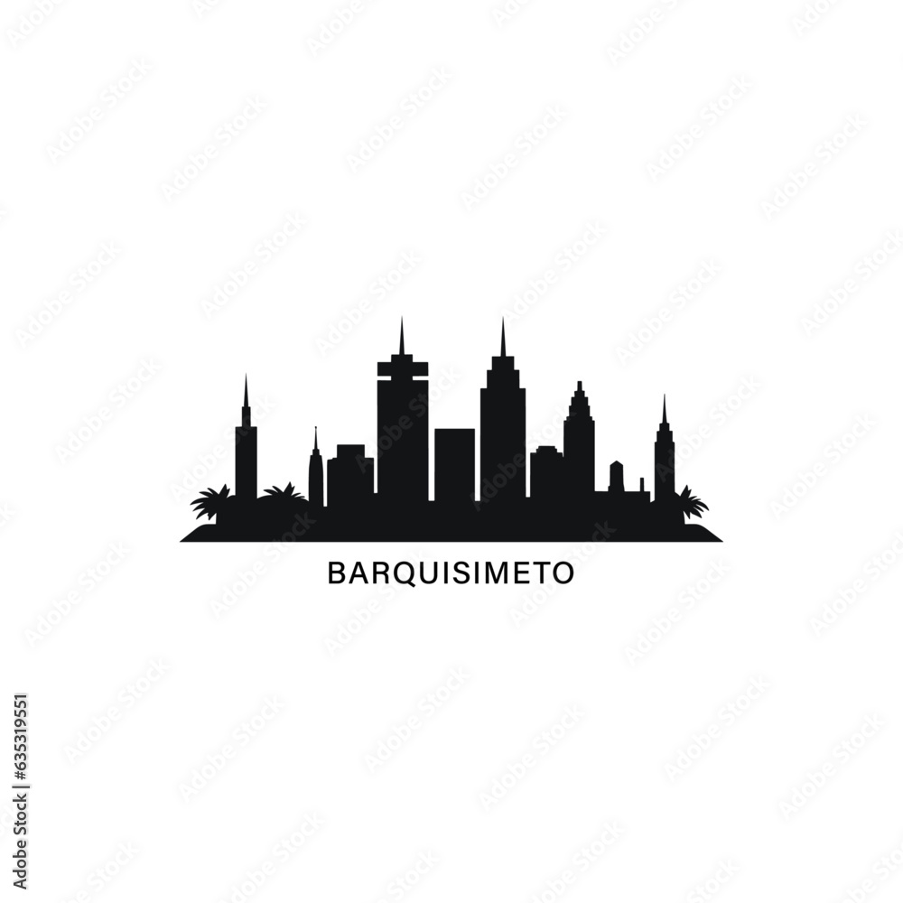 Barquisimeto Venezuela cityscape skyline city panorama vector flat logo, modern icon. Lara state emblem idea with landmarks and building silhouettes, isolated black and white clipart