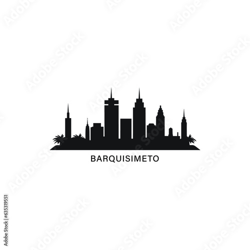 Barquisimeto Venezuela cityscape skyline city panorama vector flat logo, modern icon. Lara state emblem idea with landmarks and building silhouettes, isolated black and white clipart photo