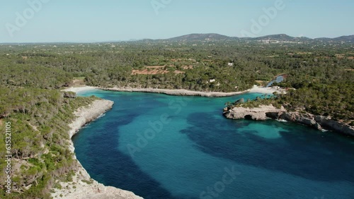 Wallpaper Mural Aerial View Of S'Amarador Beach On Mondrago Natural Park At Balearic Island In Mallorca, Spain. wide shot Torontodigital.ca
