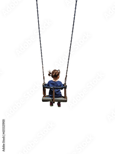 child swinging on swing isolated for background