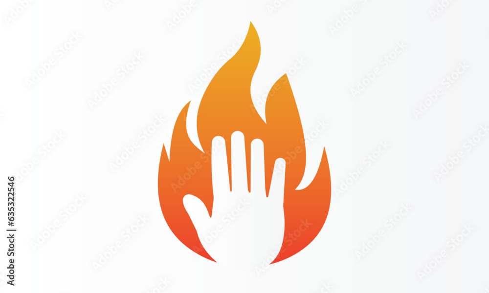 Hand on fire design. Hand and flame.on white background.Vector Design Illustration. Hand on fire design. Hand and flame.on white background.Vector Design Illustration.