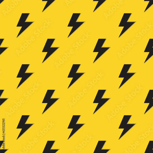 black lightning patternrepeating simple graphic lightning or lightning icon flat pattern seamless design on yellow background