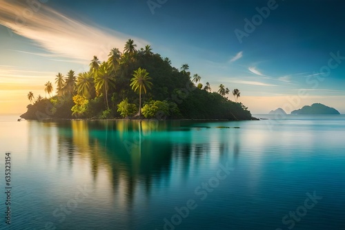 beach with palm trees generated by AI technology