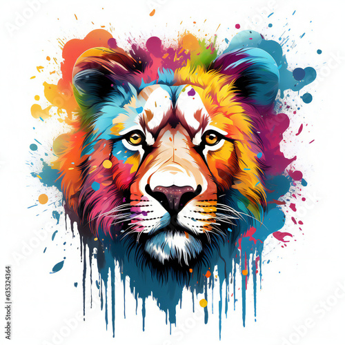 animals illustration tshirt design with colorful splash