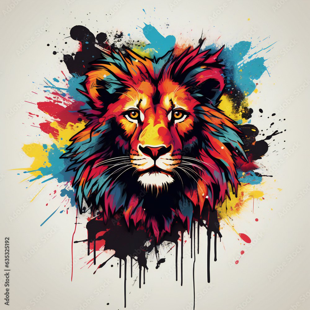 animals illustration tshirt design with colorful splash animals illustration tshirt design with colorful splash
