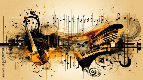 Obraz illustration of note key of music abstracts background