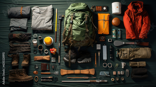 knolling photograph of Camping set