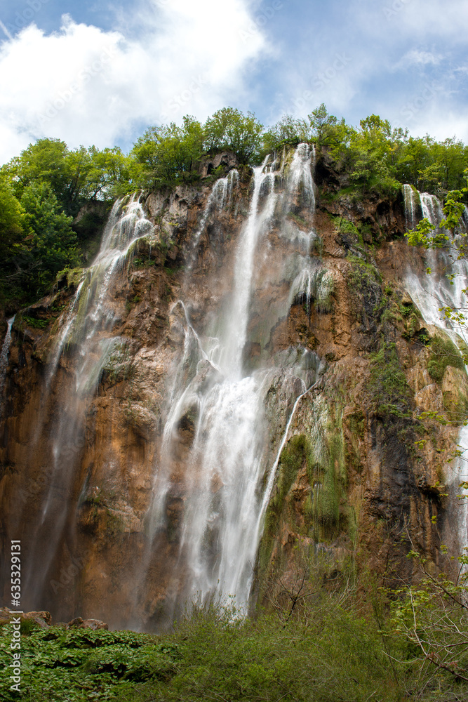 landscape waterfalls cascades in the Plitvice Lakes National Park (Nacionalni park Plitvička jezera) in the state of Gospić in Croatia
