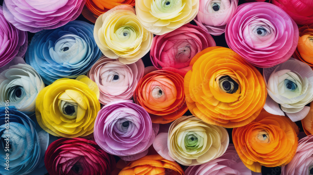 Colorful Ranunculus Abstract background