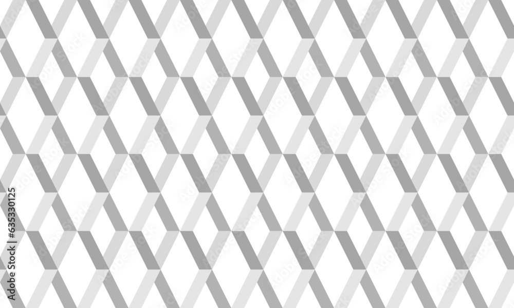 Gray rhombus 3d geometric seamless pattern. Vector Repeating Texture.