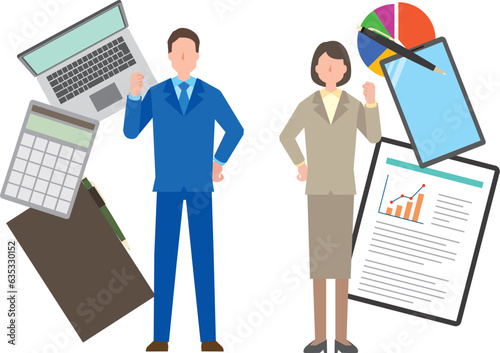 男女会社員のビジネスシーンイラスト