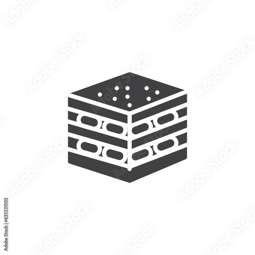 Tiramisu cake vector icon