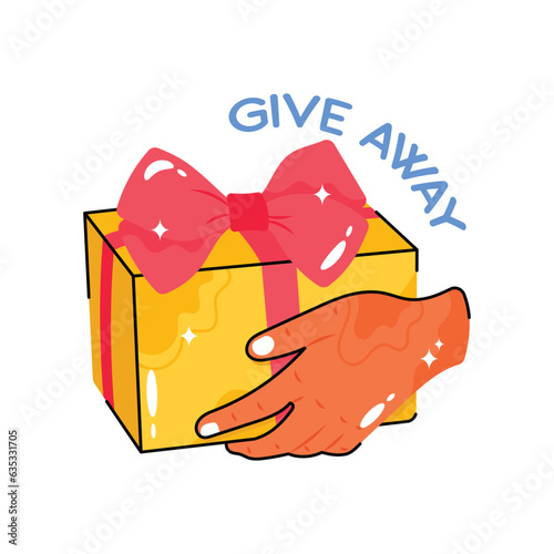 Give away doodle vector outline Sticker. EPS 10 file