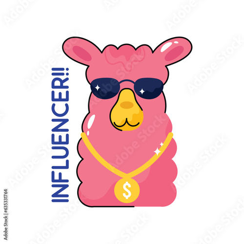 Influencer doodle vector outline Sticker. EPS 10 file